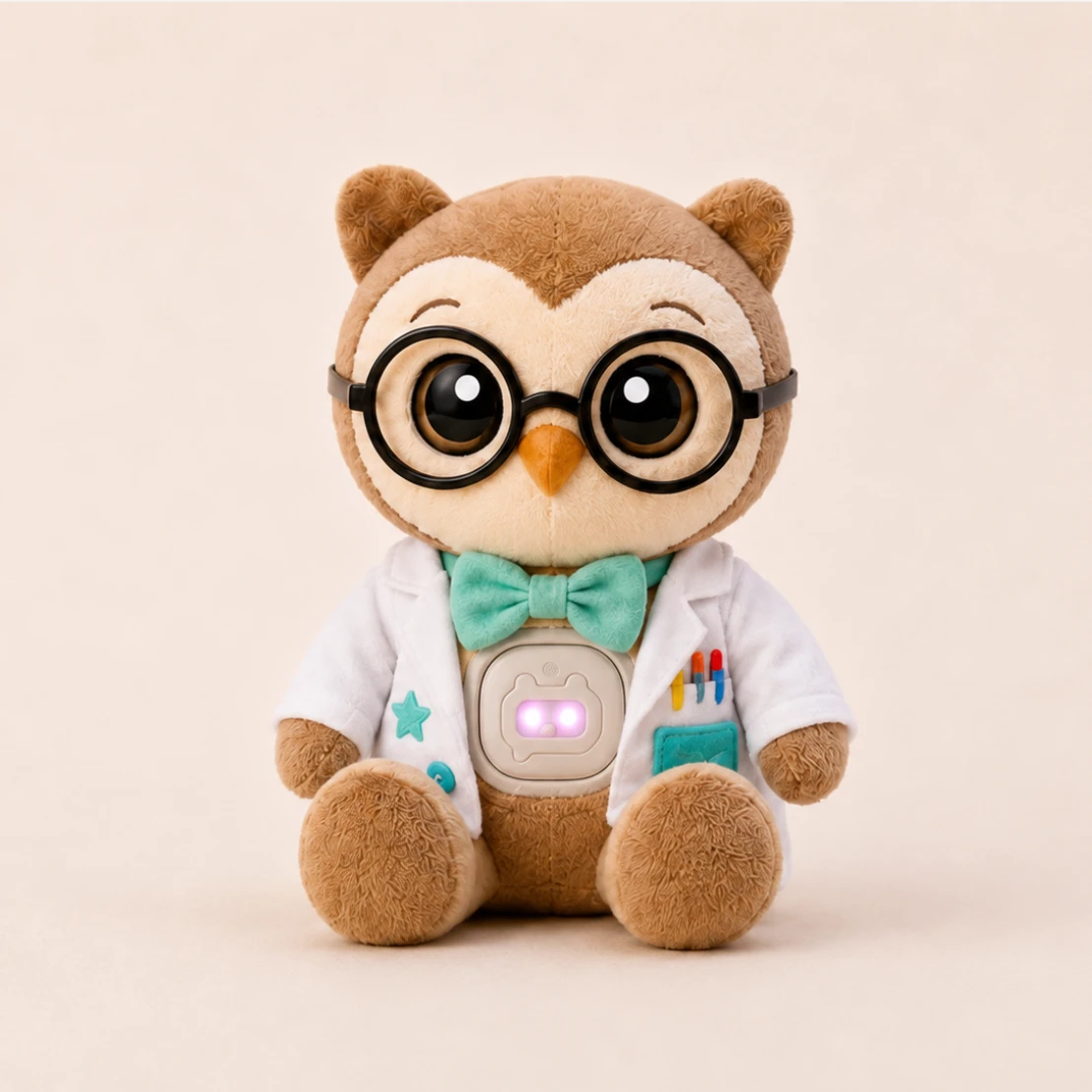 Konzeptdarstellung des KI-Kuscheltiers Prof. Schnabelstein